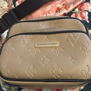 Adrienne Vittadini Beige Embossed Bag with Black Accents